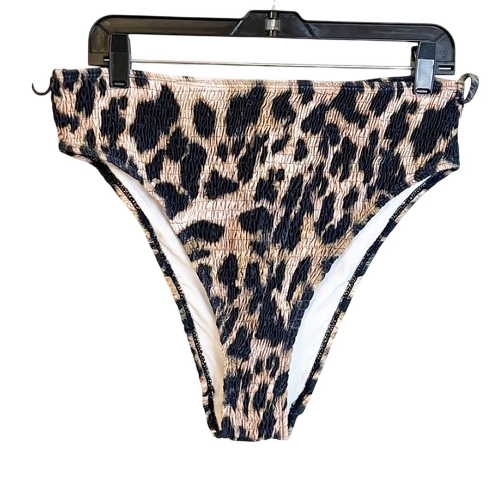 Missguided Leopard Crinkle High Waisted Bikini Bottoms US 12 NWT WXL4235702